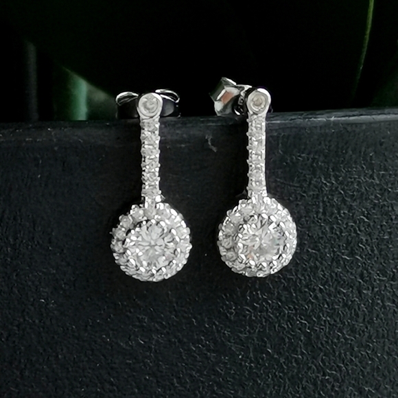 Sterling silver cz drop stud earrings - Picture 1 of 7